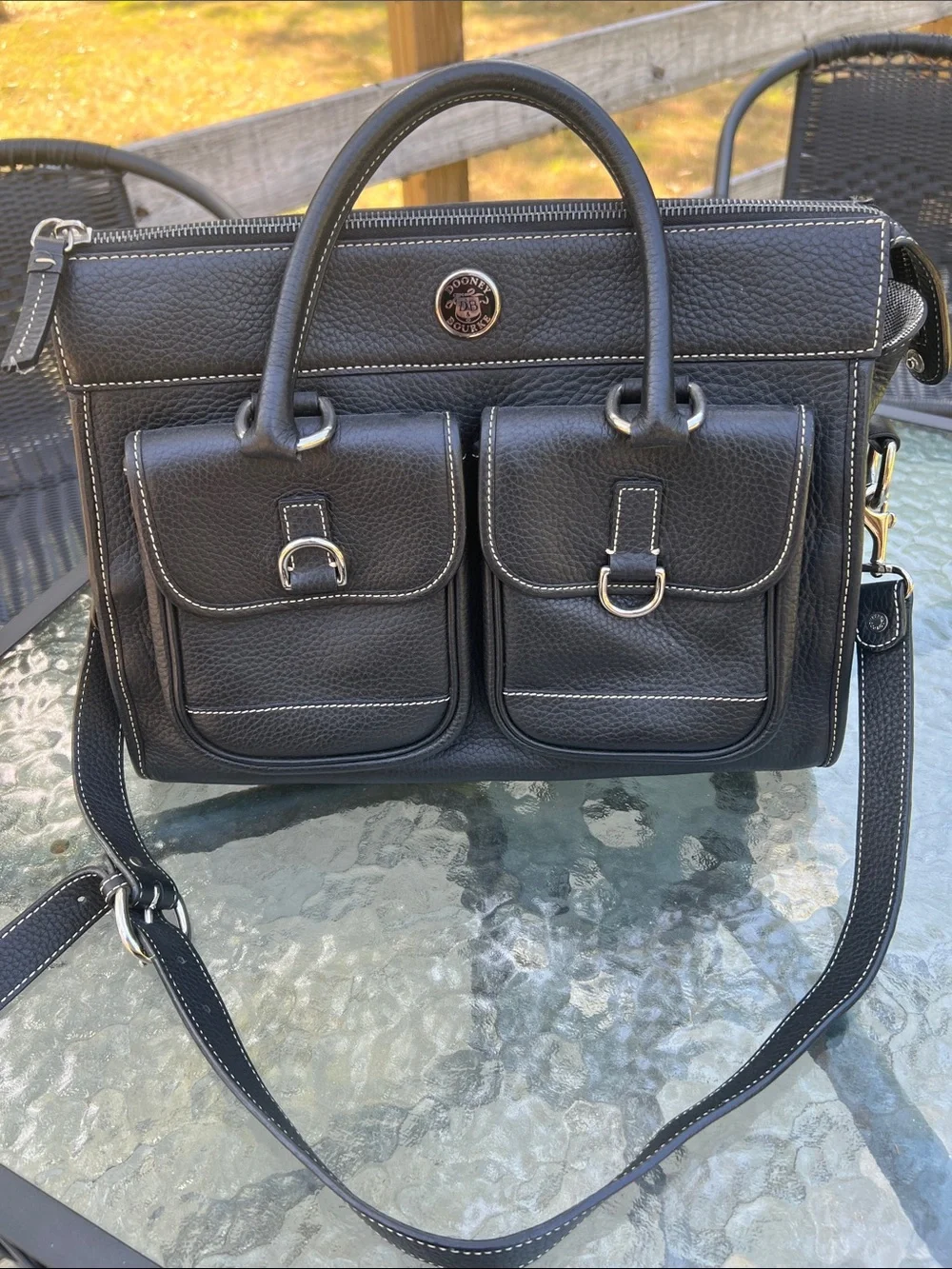Vintage Dooney & Bourke Black Pebbled Leather satchel